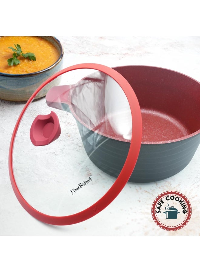 HausRoland Casserole 12L Red Granite Nonstick Cookware with Lids Die-Cast Aluminum Induction & Oven Safe PFOA/PTFE-Free Kitchen Utensil Durable Scratch-safe Pots Pans for Cooking (Sauce Pot 12L) - Image 5